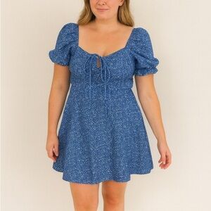 Blue Puff Sleeve Dress